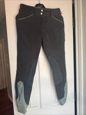 Grey and blue Equestrian Riding Breeches with Gray Knee Patches